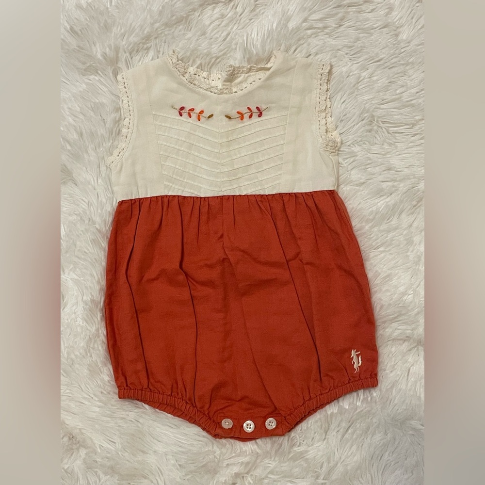12 month Orange Den Well Dressed Wolf Bubble Romper Fall Pumpkin Thanksgiving